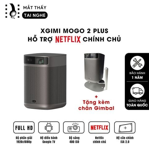 Xgimi Mogo 2 Plus - Máy chiếu thông minh tích hợp Google TV quốc tế, sử dụng công nghệ DLP, độ sáng 400 ISO lumens, độ phân giải chuẩn Full HD cho hình ảnh và màu sắc cực đẹp