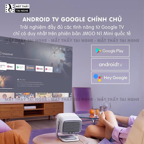 JMGO N1 Mini Quốc tế - Máy chiếu thông minh tích hợp Android TV 11 và âm thanh Dynaudio, độ phân giải FullHD 1920x1080p , độ sáng 800 CVIA lumens