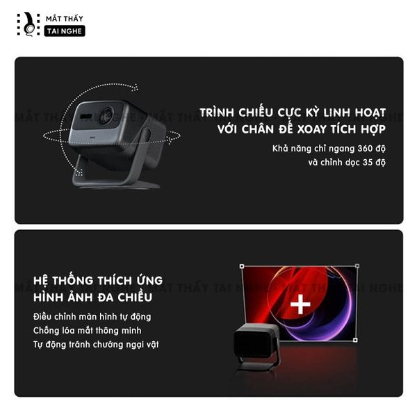 JMGO N1 Ultra - Máy chiếu thông minh tích hợp Android TV Quốc tế, giọng nói Tiếng Việt và Netflix 4K, độ phân giải 4K UHD 3840x2160p , độ sáng 4.000 Ansi lumens, chip xử lý Mediatek 9669 siêu mạnh