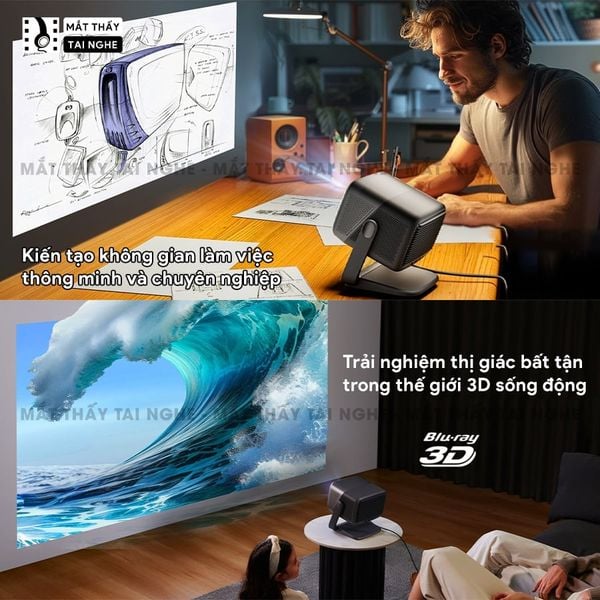 JMGO N1s Infinity 4K - Máy chiếu thông minh tích hợp Google TV và hỗ trợ Netflix chính chủ, độ phân giải 4K UHD 3840x2160p, độ sáng 2.600 Ansi lumens