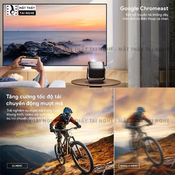 JMGO N1s Infinity 4K - Máy chiếu thông minh tích hợp Google TV và hỗ trợ Netflix chính chủ, độ phân giải 4K UHD 3840x2160p, độ sáng 2.600 Ansi lumens