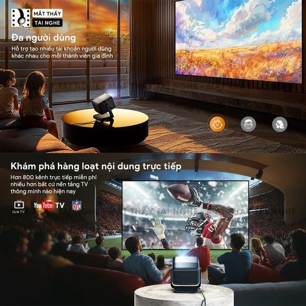 JMGO N1s Infinity 4K - Máy chiếu thông minh tích hợp Google TV và hỗ trợ Netflix chính chủ, độ phân giải 4K UHD 3840x2160p, độ sáng 2.600 Ansi lumens