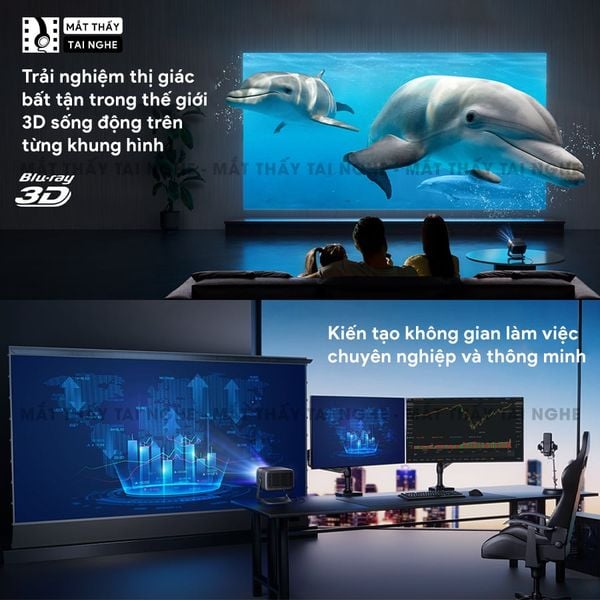 JMGO N1s Ultimate 4K - Máy chiếu thông minh tích hợp Google TV và hỗ trợ Netflix chính chủ, độ phân giải 4K UHD 3840x2160p, độ sáng 3500 Ansi lumens