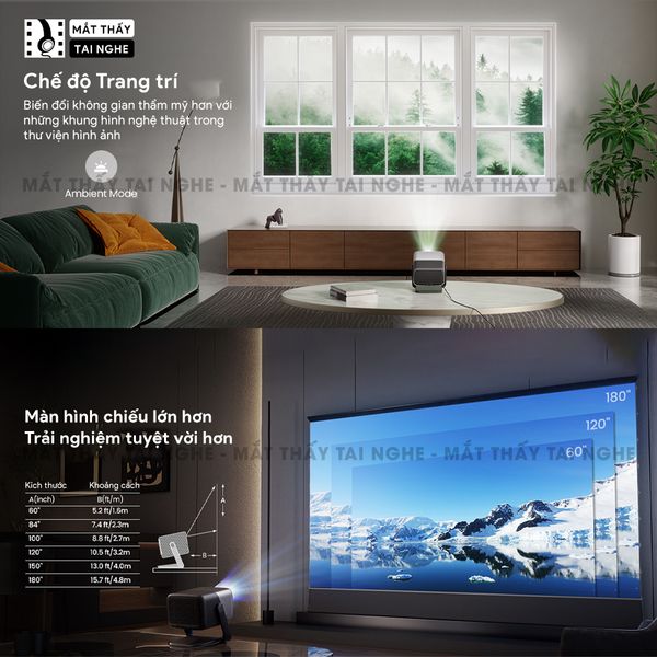 JMGO N1s Ultimate 4K - Máy chiếu thông minh tích hợp Google TV và hỗ trợ Netflix chính chủ, độ phân giải 4K UHD 3840x2160p, độ sáng 3500 Ansi lumens