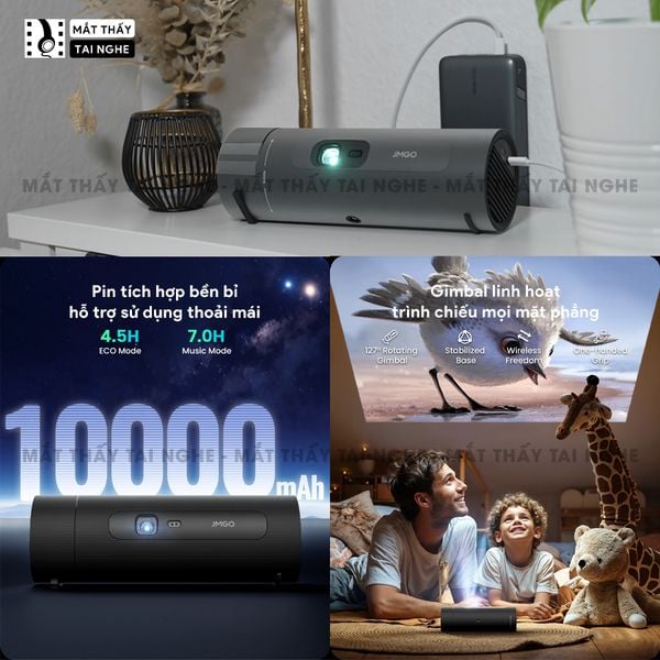 JMGO Picoflix - Máy chiếu thông minh tích hợp Google TV và hỗ trợ Netflix chính chủ, độ phân giải Full HD 1920x1080p, độ sáng 450 ansi lumens