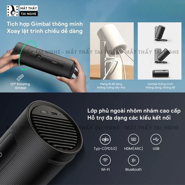 JMGO Picoflix - Máy chiếu thông minh tích hợp Google TV và hỗ trợ Netflix chính chủ, độ phân giải Full HD 1920x1080p, độ sáng 450 ansi lumens