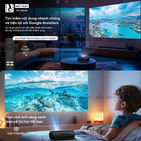 JMGO Picoflix - Máy chiếu thông minh tích hợp Google TV và hỗ trợ Netflix chính chủ, độ phân giải Full HD 1920x1080p, độ sáng 450 ansi lumens