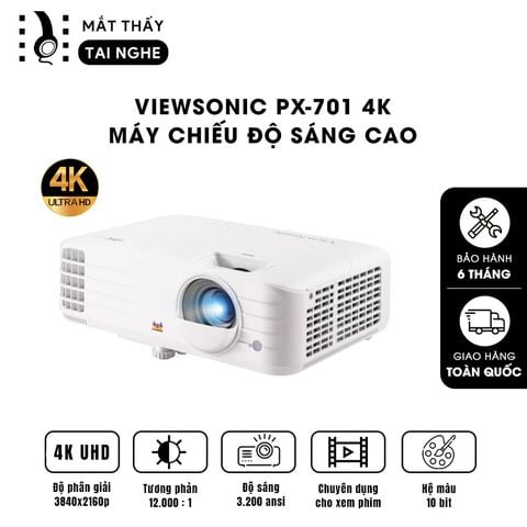Viewsonic PX701-4K - 99% - Máy chiếu 4K, 3200 Ansilumens, 240Hz 4.2ms, 4K HDR, Auto Keystone, Dual HDMI, tuổi thọ cao lên đến 20000h