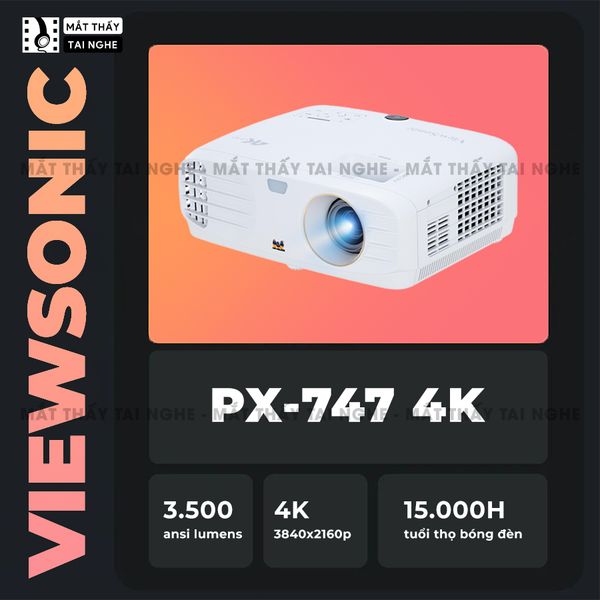 Viewsonic PX747-4K - Máy chiếu 4K HDR độ sáng 3500 Ansilumens, tuổi thọ 15000h, máy chiếu 4K tốt nhất tầm giá