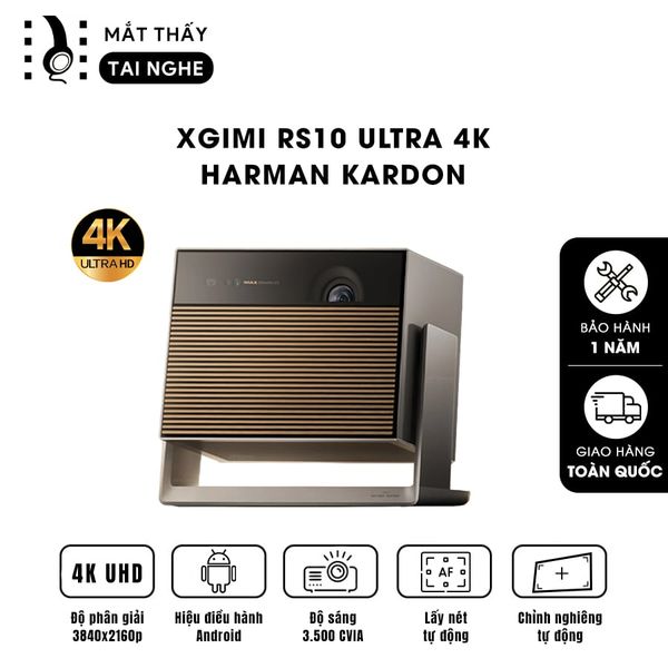 XGIMI RS10 Ultra 4K - Máy chiếu 4K Dual Light LED-Laser thông minh chuẩn độ phân giải thực 4K, độ sáng 3500 CVIA Lumens, tích hợp Android, loa Harman Kardon, Dolby Vision, tự động lấy nét và tự động căn chỉnh góc chiếu