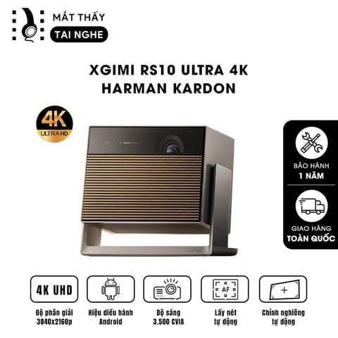 XGIMI RS10 Ultra 4K - Máy chiếu 4K Dual Light LED-Laser thông minh chuẩn độ phân giải thực 4K, độ sáng 3200 CVIA Lumens, tích hợp Android, loa Harman Kardon, Dolby Vision, tự động lấy nét và tự động căn chỉnh góc chiếu