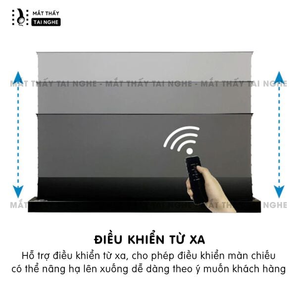 Màn chiếu để sàn điện quang học, chuyên dụng cho máy chiếu xa, có điều khiển tự động lên xuống, góc nhìn 180 độ, loại cao cấp, cho chất lượng hình ảnh đẹp, sắc nét, thuận tiện di chuyển