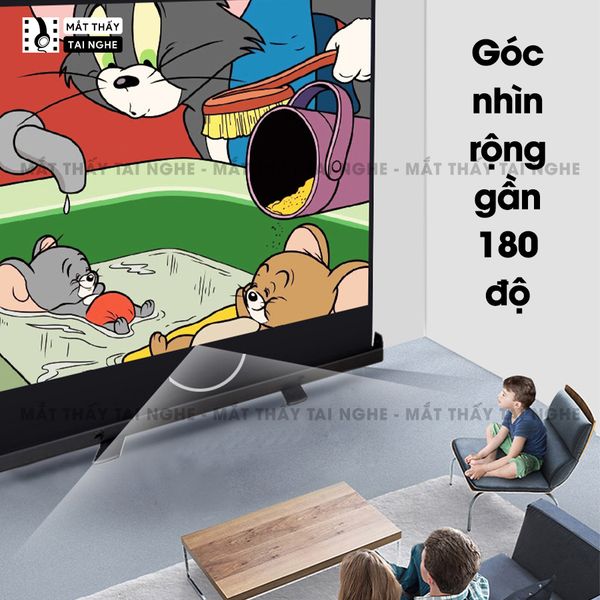 Màn chiếu để sàn có chân dựng đứng 100inch góc nhìn 180 độ, cho chất lượng hình ảnh đẹp, sắc nét, thuận tiện di chuyển, dùng được cho mọi loại máy chiếu