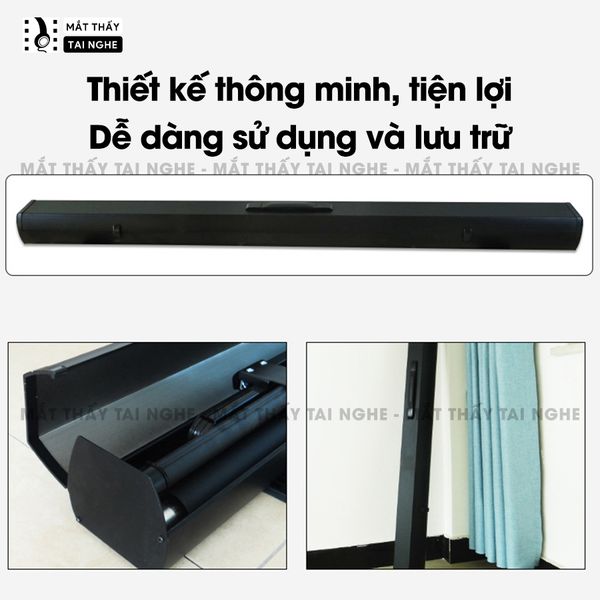 Màn chiếu để sàn có chân dựng đứng 100inch góc nhìn 180 độ, cho chất lượng hình ảnh đẹp, sắc nét, thuận tiện di chuyển, dùng được cho mọi loại máy chiếu