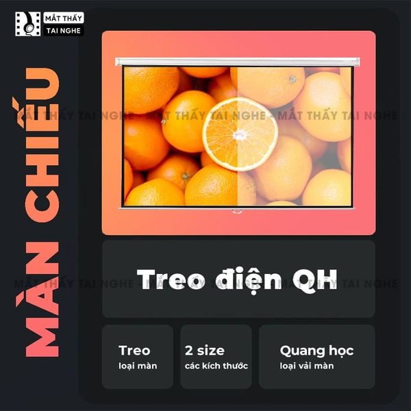 Màn chiếu điện quang học tự động, chất liệu cao cấp, cho hình ảnh sắc nét, chuyên dụng cho mọi loại máy chiếu, hỗ trợ 2 kích thước