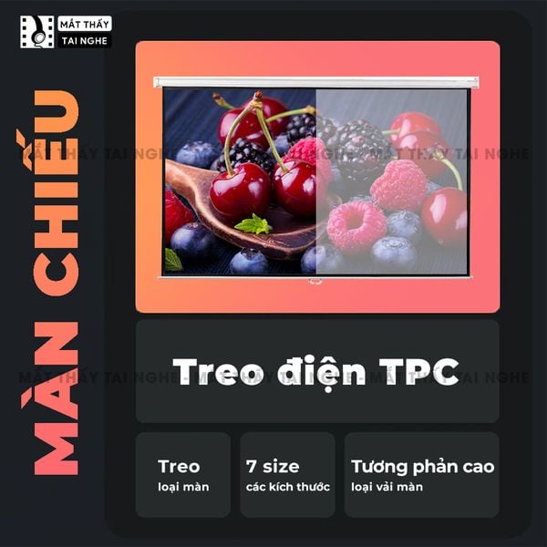 Màn chiếu điện tương phản cao tự động chất liệu cao cấp, cho hình ảnh sắc nét, chuyên dụng cho mọi loại máy chiếu, hỗ trợ 7 kích thước