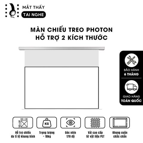 Màn chiếu treo Photon - Màn chiếu bay trong suốt từ vật liệu PET cao cấp, cho hình ảnh sắc nét, chuyên dụng cho máy chiếu Laser 3 màu, hỗ trợ 2 kích thước
