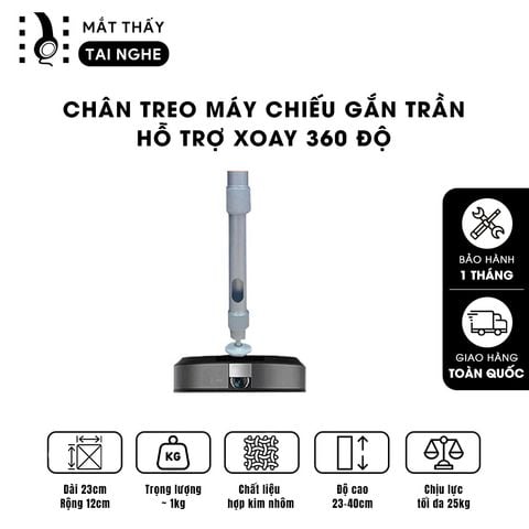 Chân treo máy chiếu treo trần - Hỗ trợ trần nhà từ 30 - 90cm, loại cao cấp, chất liệu dày dặn, chắc chắn, sử dụng với đa dạng các loại máy chiếu