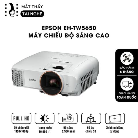 Epson EH-TW5650 - 99% - Máy chiếu Full HD 1920x1080p chuyên Cinema, độ sáng 2.500 ansi, tương phản siêu cao 60.000:1, hỗ trợ chiếu 3D cực đẹp, có chế độ kết nối không dây tiện lợi