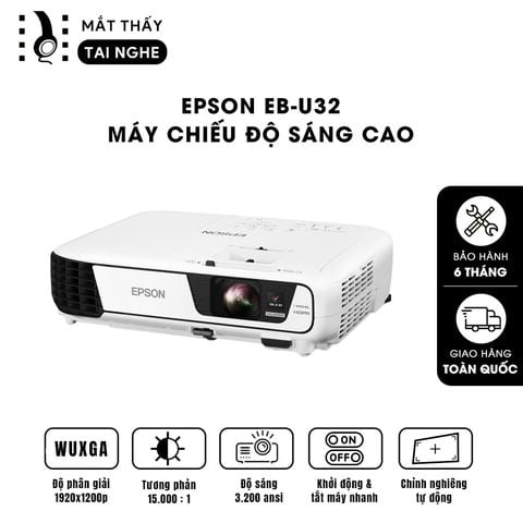 Epson EB-U32 - 99% - Máy chiếu WUXGA 1920 x 1200, tương phản cao 15.000:1, auto keystone theo chiều dọc, bật tắt siêu nhanh, hỗ trợ chiếu 3D cực đẹp