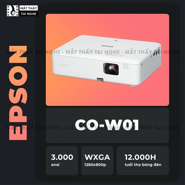 Epson CO-W01 - Độ sáng cao 3000 Ansi, công nghệ 3LCD, độ phân giải Wxga, chiếu tối đa 400inch, máy chiếu tốt nhất cho văn phòng ban ngày, văn phòng sáng, tốt nhất cho dạy học phòng rộng