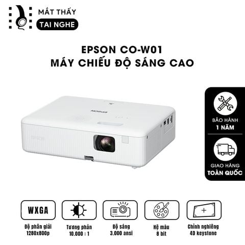 Epson CO-W01 - Độ sáng cao 3000 Ansi, công nghệ 3LCD, độ phân giải Wxga, chiếu tối đa 400inch, máy chiếu tốt nhất cho văn phòng ban ngày, văn phòng sáng, tốt nhất cho dạy học phòng rộng