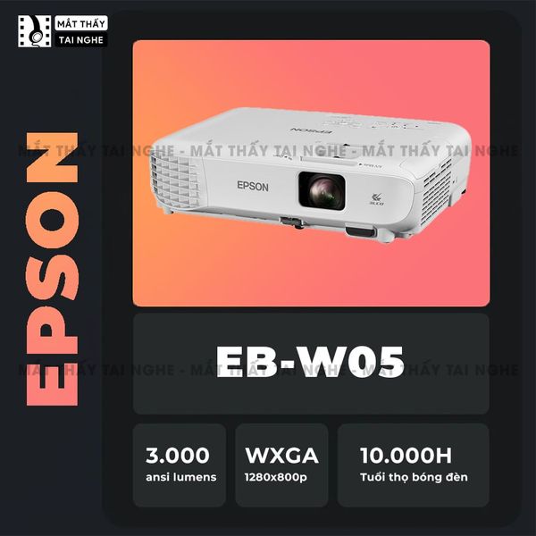 Epson EB-W05 - 99% - Máy chiếu WXGA 1280x800p, độ sáng 3.300 ansi, tương phản 15.000:1, hình ảnh nét đẹp, hỗ trợ trình chiếu dạy học & văn phòng cực sáng rõ