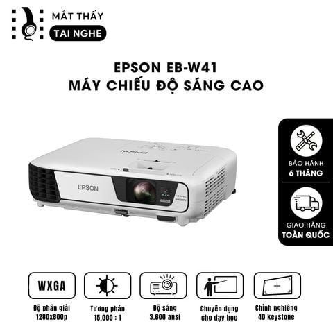 Epson EB-W41 - 99% - Máy chiếu WXGA 1280x800p, độ sáng 3.600 ansi, tương phản 15.000:1, hình ảnh nét đẹp, hỗ trợ trình chiếu dạy học & văn phòng cực sáng rõ