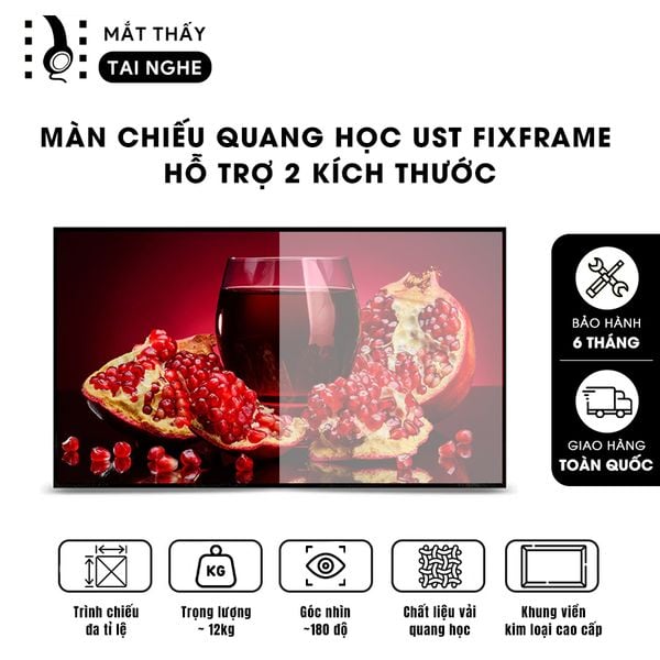 Màn chiếu fixframe quang học UST Xview X3 kèm khung fix frame, góc nhìn 180 độ, loại cao cấp, cho chất lượng hình ảnh đẹp, sắc nét, hỗ trợ 2 kích thước