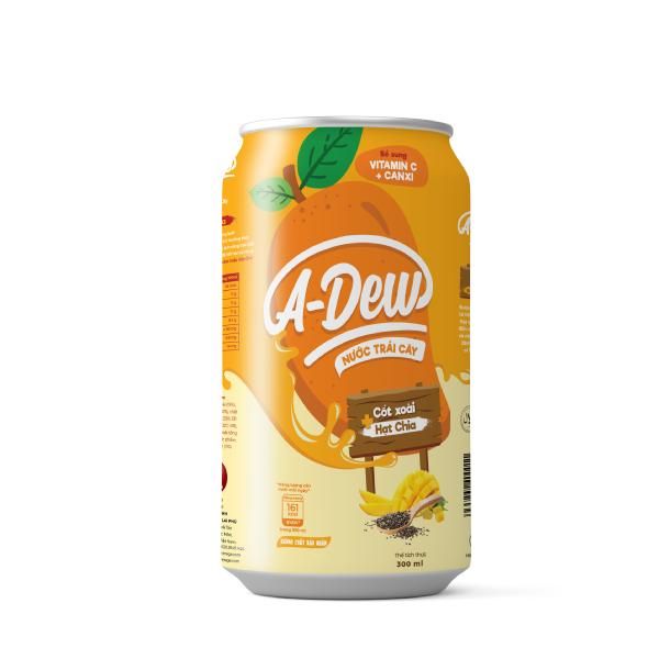 Nước Trái Cây A-Dew Vị Xoài - Hạt Chia Lon 330ml