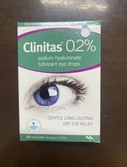 Nước mắt nhân tạo clinitas 0.2% hộp 30 ống ý