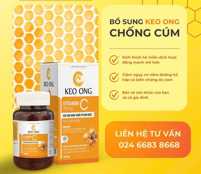 Keo ong Vitamin c tăng đề kháng, chống cảm cúm hộp 30 viên