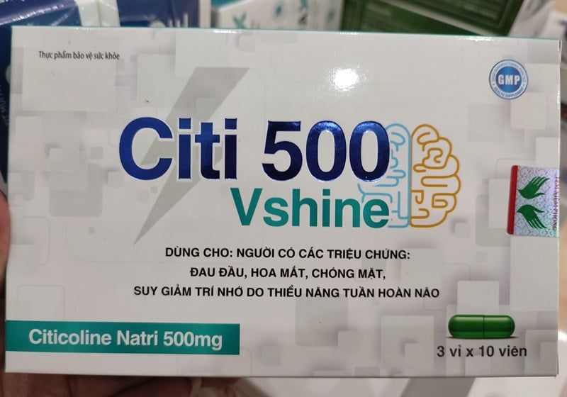 Hỗ trợ tăng cường tuần hoàn não Citi 500 Vshine hộp 3 vỉ x 10 viên