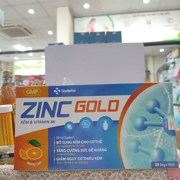 Ống uống bổ sung kẽm ZinC Gold Sadipha 20 ống x 10ml