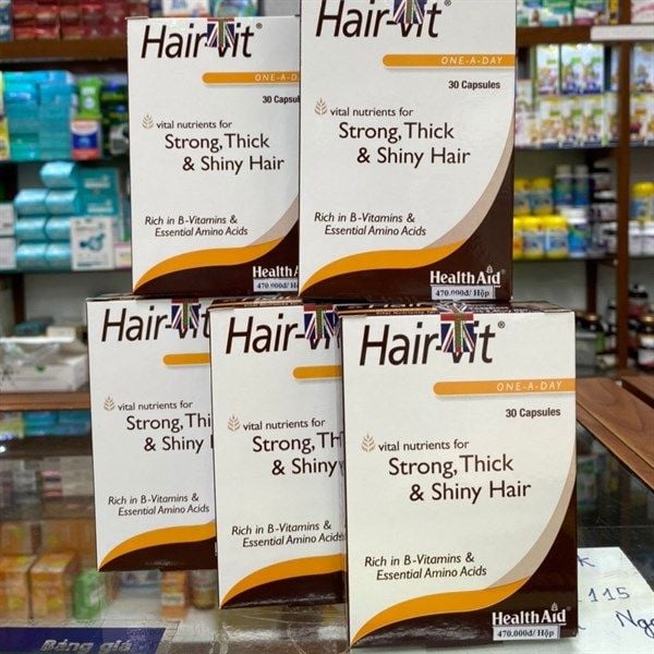 Viên uống dưỡng tóc Hair-Vit HealthAid kích thích mọc tóc, giảm rụng tóc hộp 30v