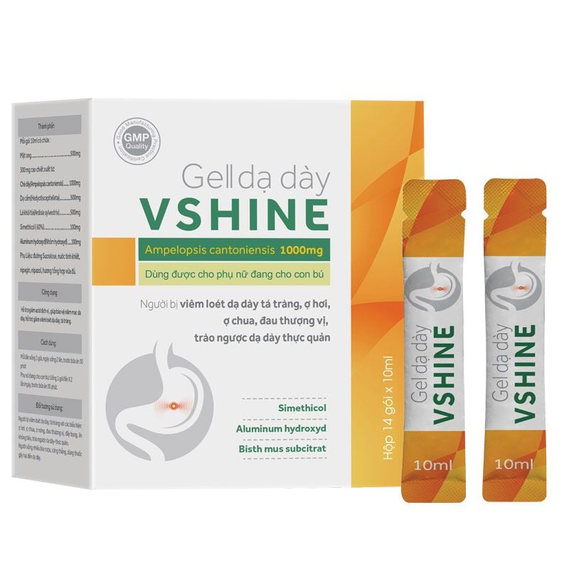 Gel dạ dày Vshine bổ sung dịch chiết cao khôi tía chè dây hỗ trợ giảm viêm loét dạ dày tá trang