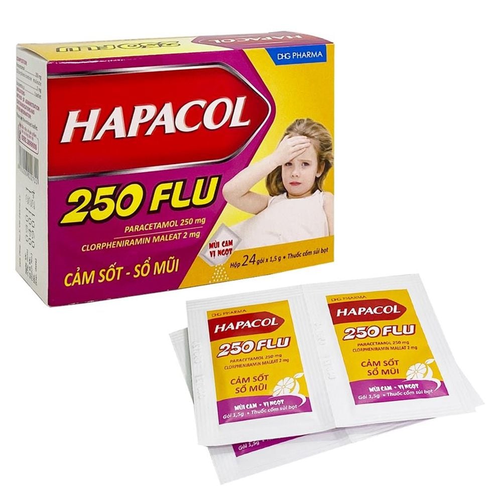 Hapacol 250 Flu giảm đau hạ sốt kháng dị dứng cho trẻ trên 4 tuổi