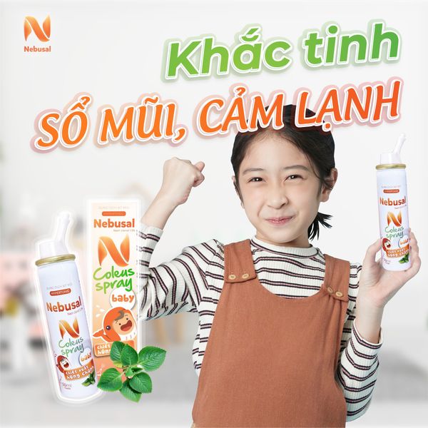 Xịt mũi ưu trương Nebusal COLEUS BABY 1.3% húng chanh cho trẻ sơ sinh