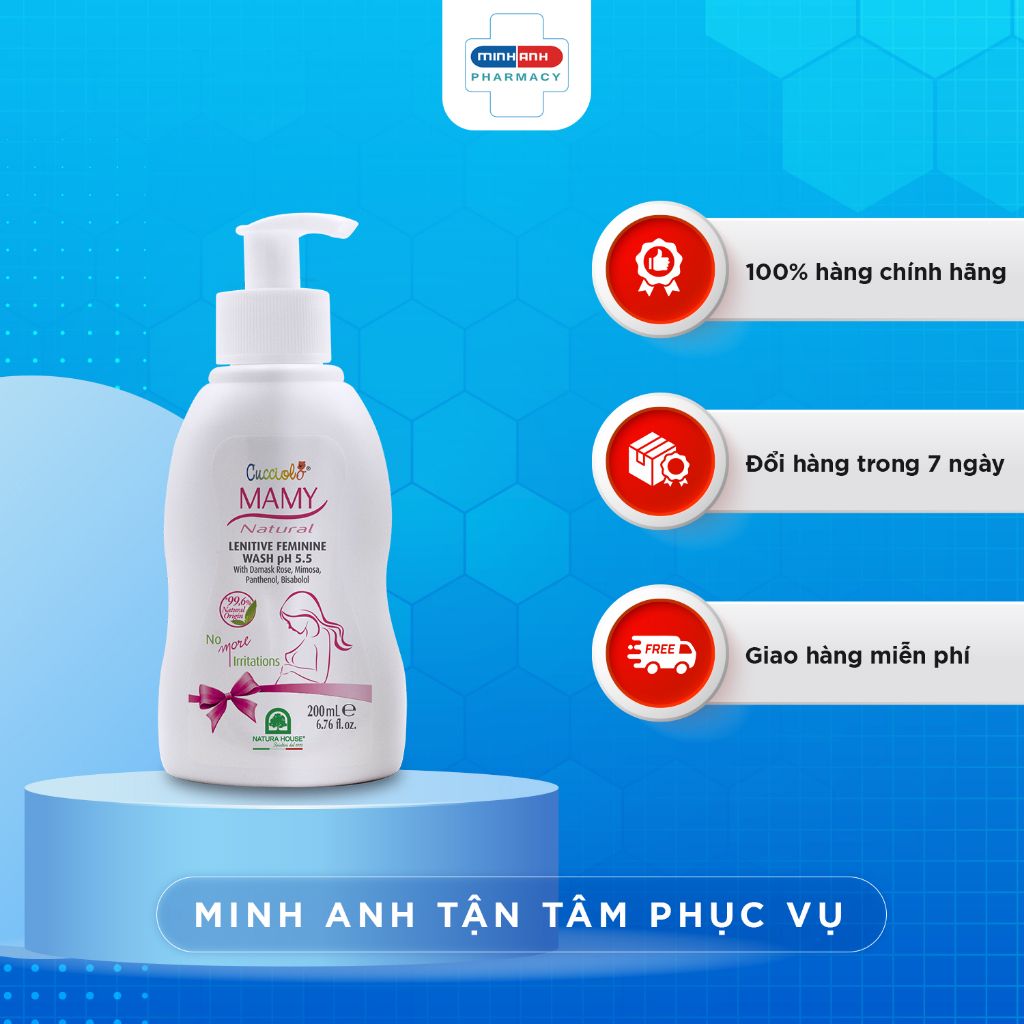 Dung dịch vệ sinh phụ nữ an toàn cho bà bầu Cucciolo Mamy Natural Lenitive Feminine Wash pH 5.5 - 200ml