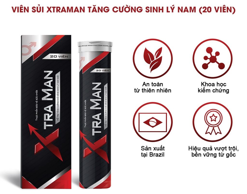 Tăng cường sinh lý nam Xtraman chính hãng tuýp sủi 20 viên