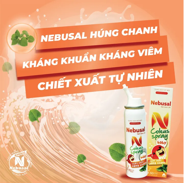 Xịt mũi ưu trương Nebusal COLEUS BABY 1.3% húng chanh cho trẻ sơ sinh