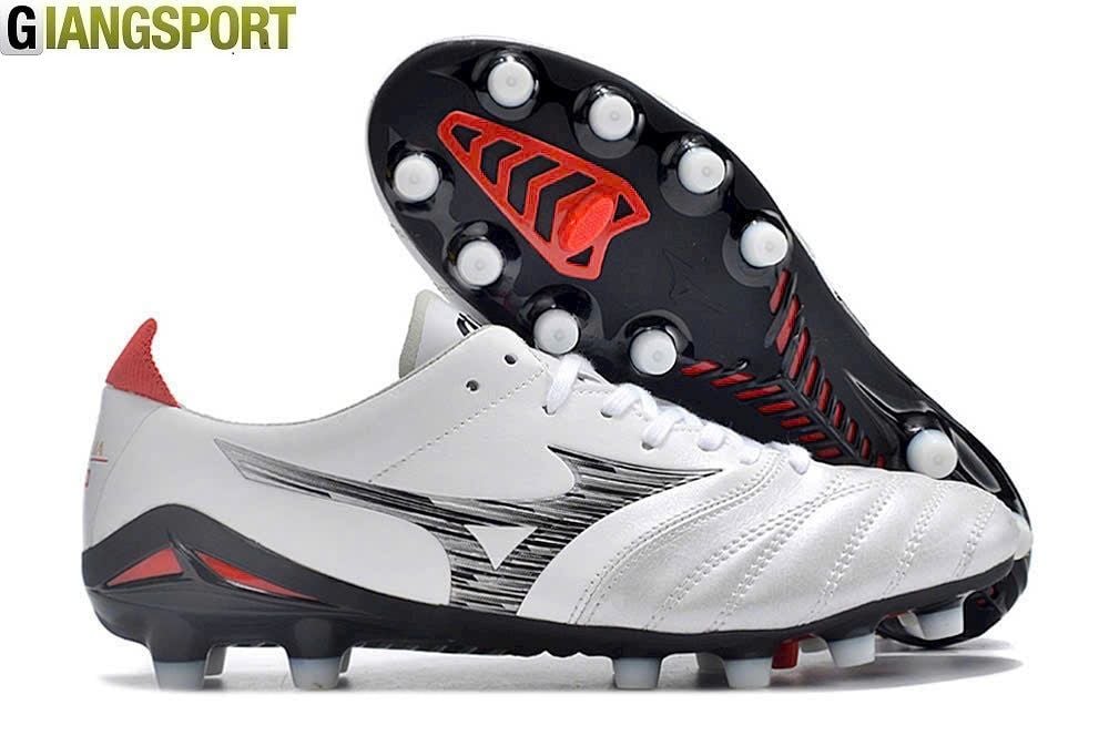 Giày sân cỏ tự nhiên Mizuno Morelia Neo IV trắng đen FG