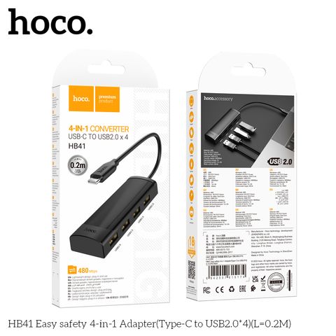 Bộ chuyển đổi Hoco HB41 4in1 (TypeC to 4 cổng USB 2.0) 20cm