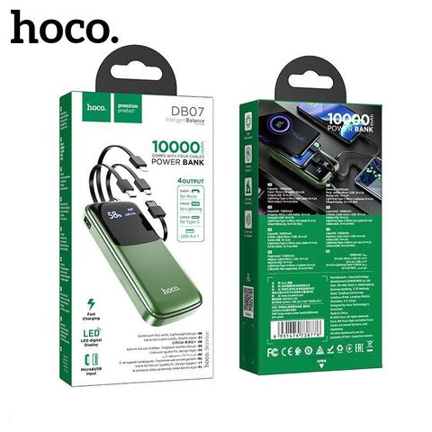 Sạc dự phòng Hoco DB07 kèm cáp 4 đầu 10000mAh-20000mAh