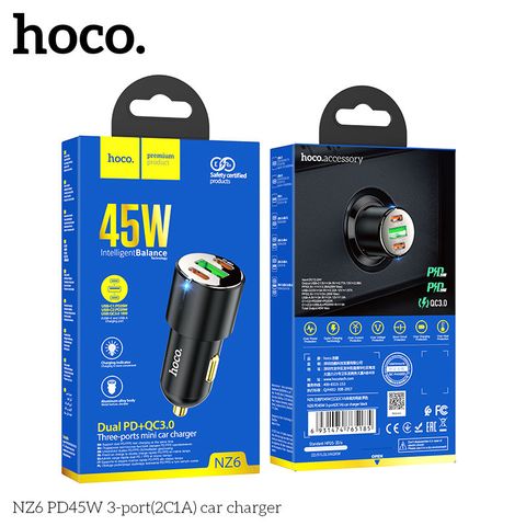 Tẩu sạc PD 45W Hoco NZ6 3 cổng (2typec+ 1usb)