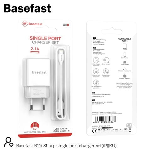 Bộ sạc nhanh 10.5W Basefast B11 cho Iphone - Micro - TypeC