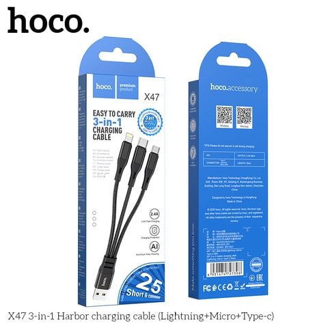 Cáp dù 3 đầu Hoco X47 25cm