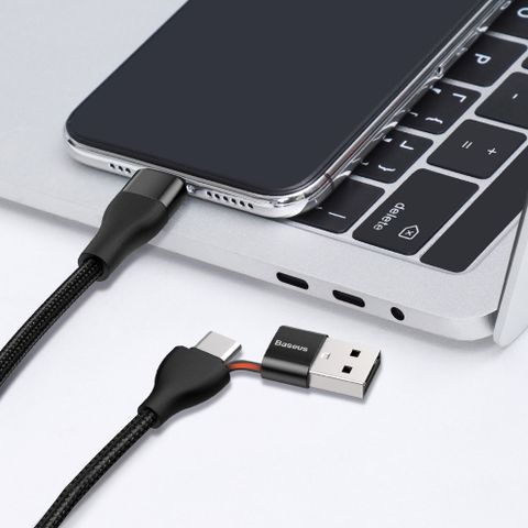 Cáp sạc Baseus 2-in-1  USB-A +Type-C To IPhone 18W Max