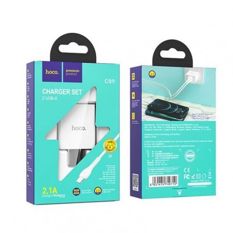 Bộ sạc 2 cổng usb Hoco C89 iphone/micro/typec