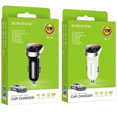 Tẩu oto 2 cổng usb 12W Borofone BZ15
